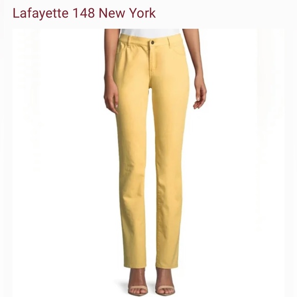 Lafayette 148 New York Thompson Straight Leg Jean Gold Yellow Sz 8 - Picture 1 of 13